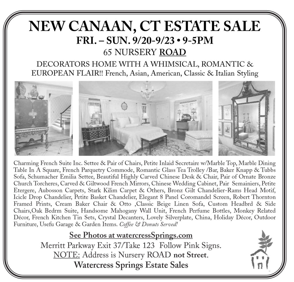 Watercress Springs Estate Sales Sample Newspaper Ad New Canaan Nursery