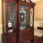 Lexington Breakfront 7ft8 X 6ft W X 18 D With Pierced Gallery Top Glass Front Door Slides Open To Glass Shelves And Lighted Inside