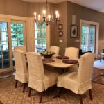 Breakfast Table Custom With 6 Slip Creme Chairs
