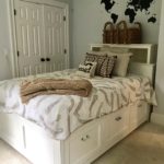 Custom Fulll Sixe Bed With Drawer Storage And Shelving On Back