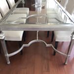 ZGallerie Dining Table And Creme Chairs 6 7 Feet Long X 41 Wide