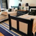 Navy & White Custom Twin Beds with Coordinating Desk