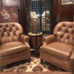 PAIR Of Hancock Leather Chairs (there Are Two Pair One Smaller Pair And One Larger