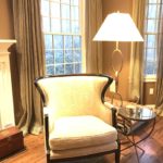 Side Chair And Chain Link Floor Lamp DRAPES ARE FOR SALE Neutral And Beautiful