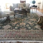 Beautiful Carpet In Muted Celedons And Cremes 19' X 13'