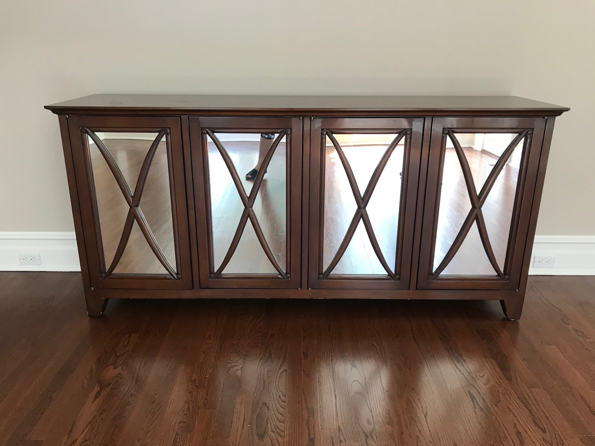 Lovely Mirrored Nancy Corzine Home Office Credenza or Consol